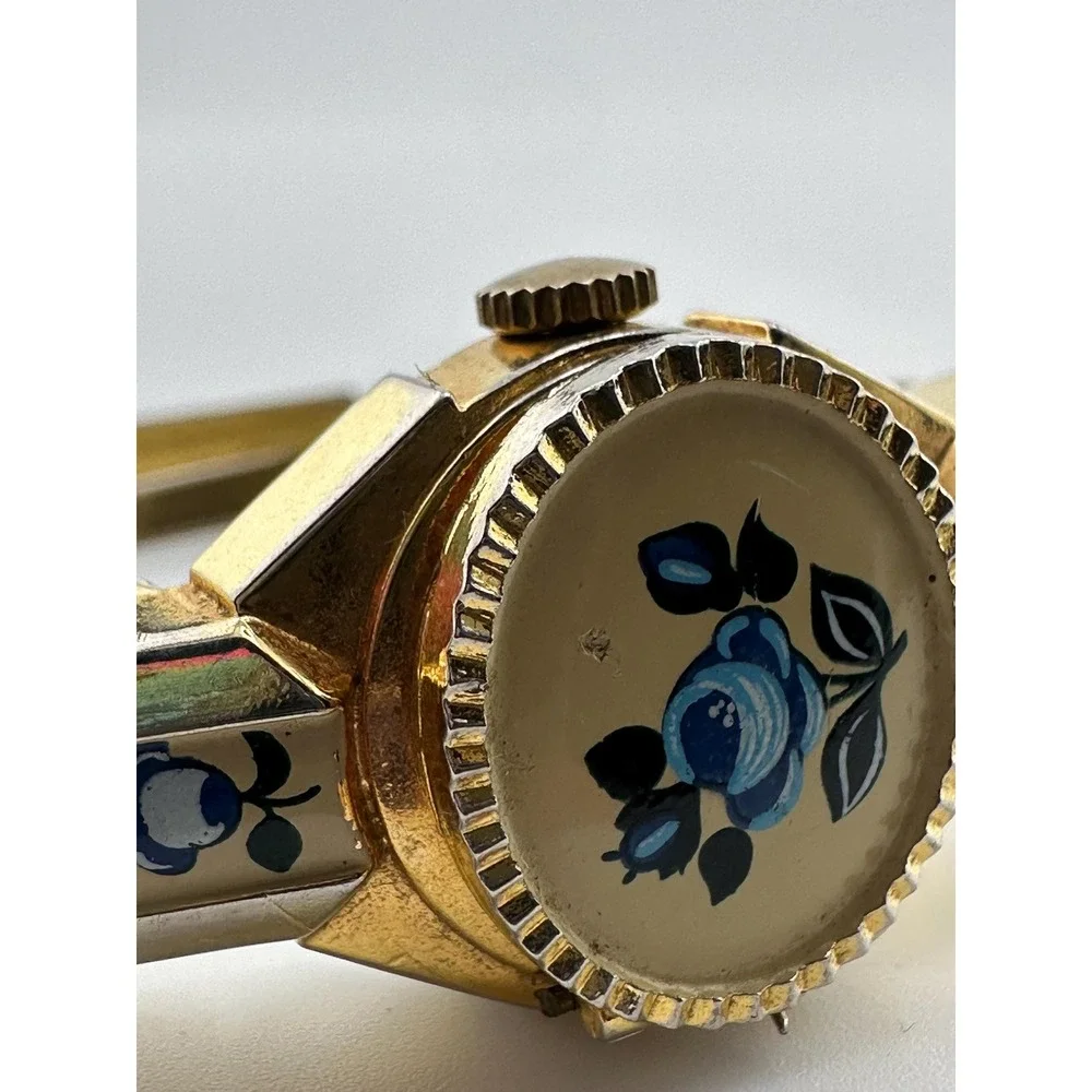 Vintage VaLaire Women's Mechanical Watch Swiss Gold Tone Floral Art Deco Style